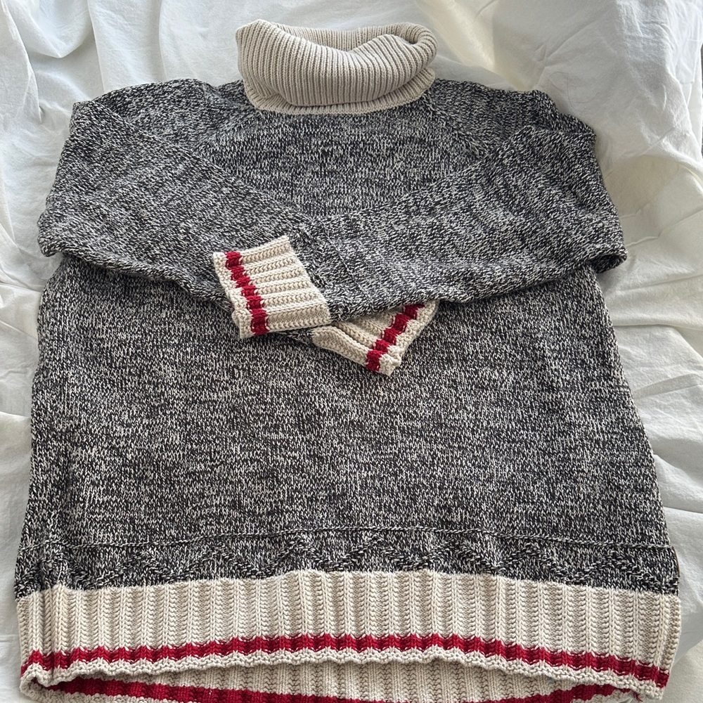 Roots Charcoal and Cream Turtleneck Sweater